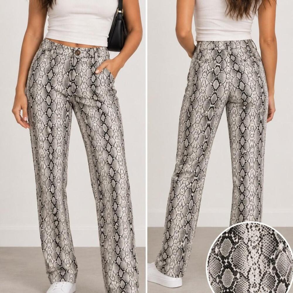 Prettylittlething black white snake pants
